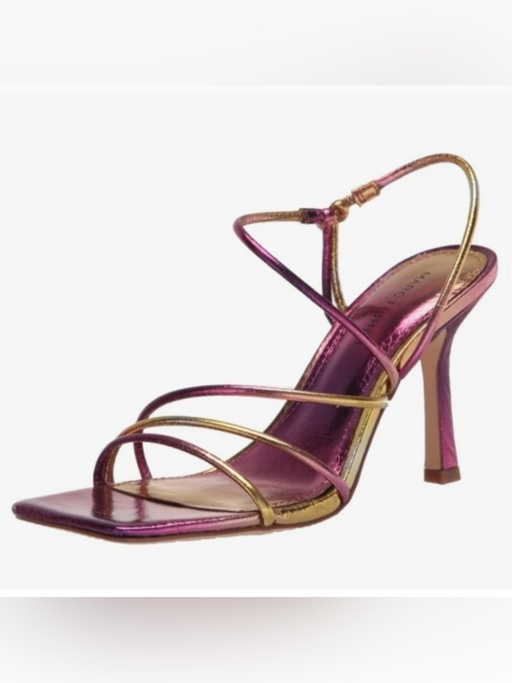 Marc Fisher Metallic Gold & Purple Strap Heeled Sandals (Sz 9) - Picture 3 of 4